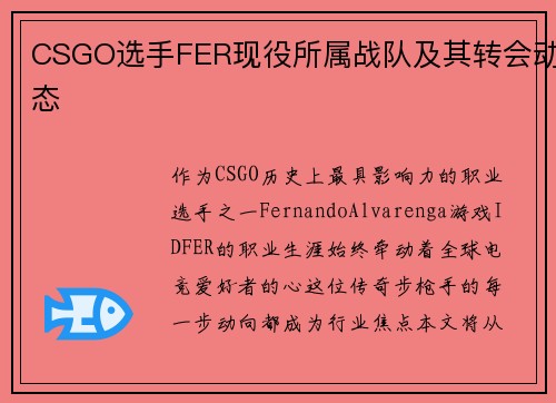 CSGO选手FER现役所属战队及其转会动态